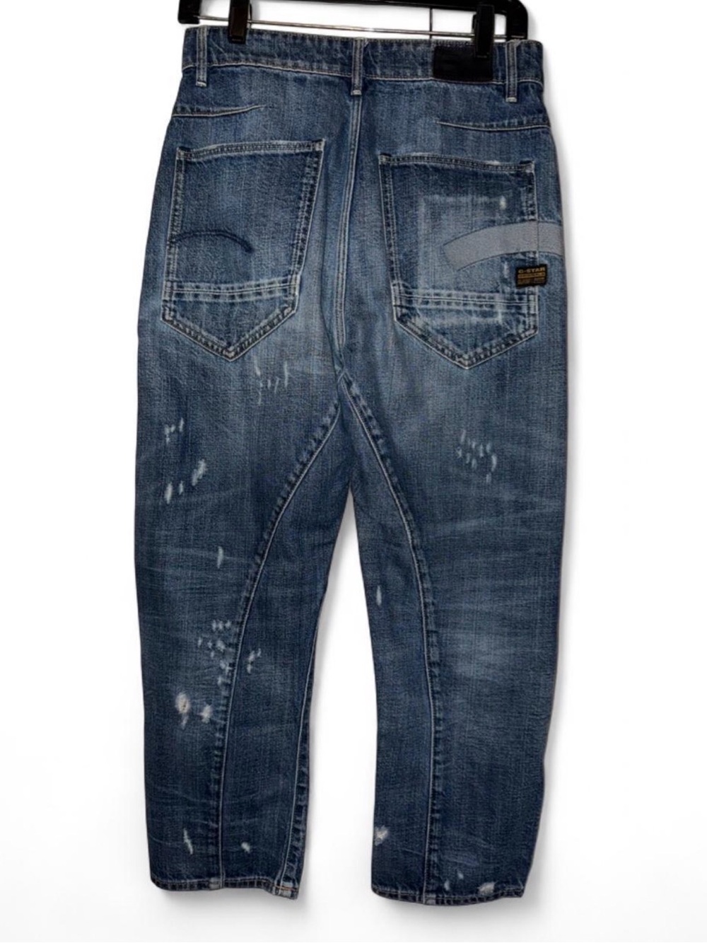 G-Star Distressed Cropped Jeans in Dark Blue Wash - Picture 3 of 6